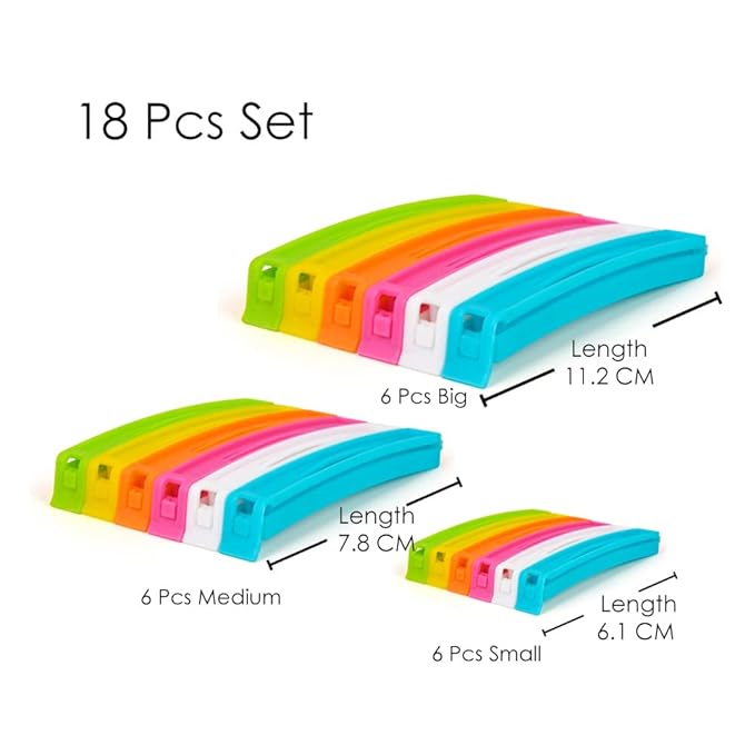 Single Deals™ Food Bag Clips (18 PCS) [Premium Quality]