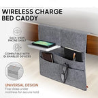 Premium Wireless Charging Bed Caddy – Sophisticated Bedside Organization and Power Solution