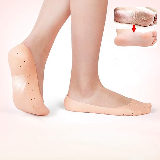 Moisturizing Full Silicone Heel & Foot Socks - Breathable, Anti-Crack Treatment Sleeves for Smooth, Hydrated Skin Premium Quality Single Deals™