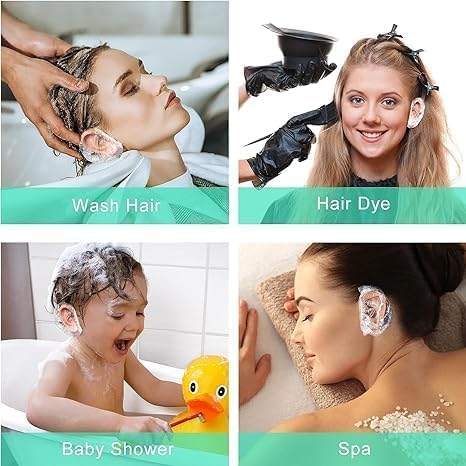 100-Piece Disposable Waterproof Ear Covers - Essential Protective Shields for Hair Coloring, Showering, and Salon Treatments Premium Quality Single Deals™