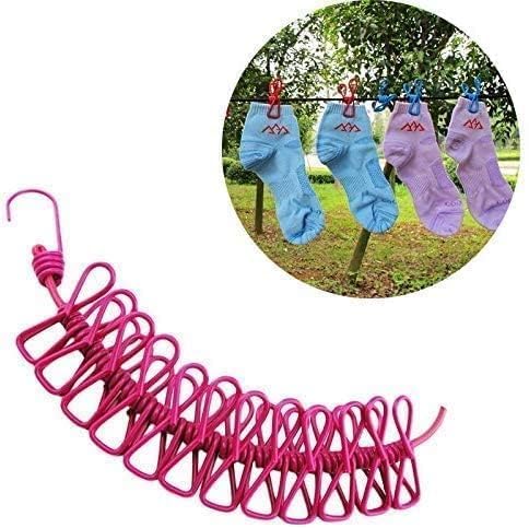 Single Deals™ 12 Clips Clothesline Rope - Premium Quality