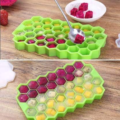 37-Cavity Hexagonal Ice Cube Tray Honey Comb  – Flexible Silicone Mold for Creative Fruit Infusions, Cocktails, and Kitchen Organization Premium Quality Single Deals™