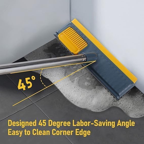 Stainless Steel Floor Cleaner Mop Brush Swiper with Strong Bristle | 2 in 1 Scrape Floor Scrubbing Brush with Long Handle