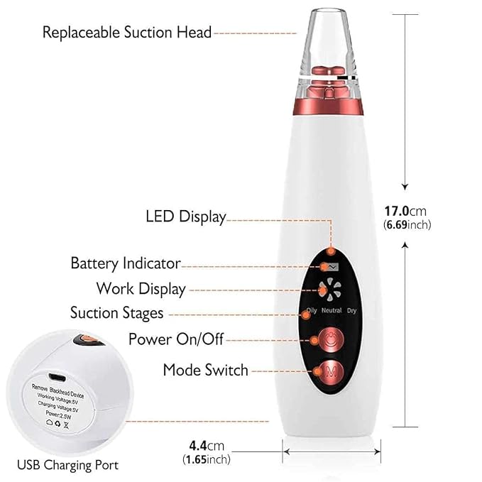 USB Multi-Functional Derma Suction – Professional Pore Cleaning & Blackhead Remover Device Premium Quality Single Deals™