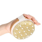 Premium Wooden Round Bath Brush – Ergonomic Natural Bristle Scrubber for Exfoliation and Body Care