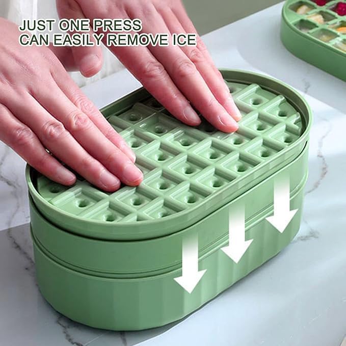 36-Cavity Ice Cube Tray with Storage Bin and Scoop – High-Capacity Kitchen Freezer Organizer Set Premium Quality Single Deals™