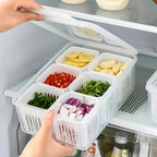 6-Grid Fridge Storage Box – Airtight Multi-Compartment Container for Fresh Produce, Ingredients, and Kitchen Organization Premium Quality Single Deals™