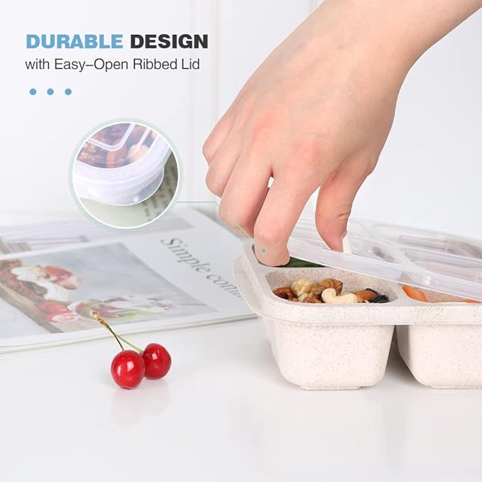 4-Compartment Snack Box (Pack of 4) – Portable Airtight Food Containers for Meal Prep, Snacks, and Kitchen Organization Premium Quality Single Deals™
