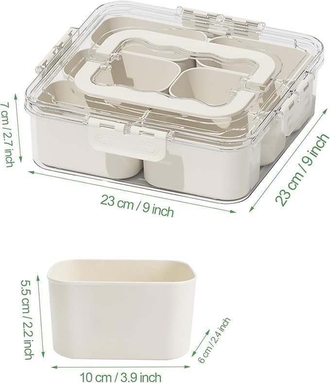 6-Compartment Food Organizer Tray – Airtight Multi-Grid Storage Container for Snacks, Ingredients, and Kitchen Organization Premium Quality Single Deals™