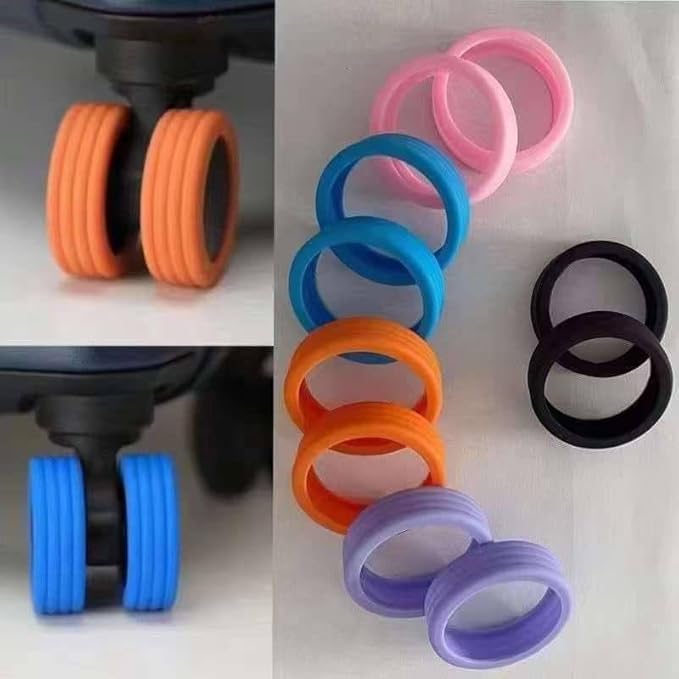 Anti-Slip Luggage Wheel Rings (8 Pcs) – Colorful, Durable Silicone Sleeves for Improved Traction and Silent Travel Premium Quality Single Deals™