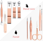 16-Piece Professional Pink Manicure Set - Complete Stainless Steel Grooming Kit in Premium Leather-Style Foldable Case for Comprehensive Nail and Personal Care Premium Quality Single Deals™