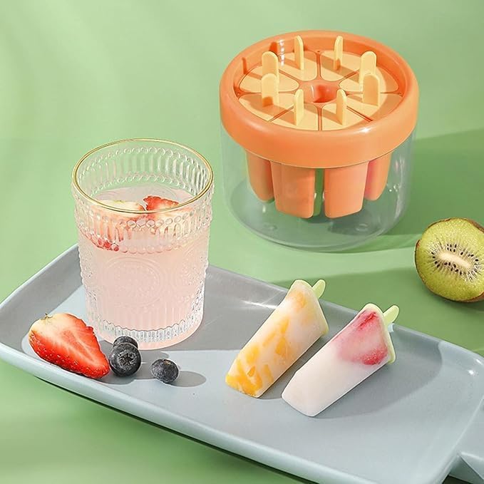 Round Ice Cream Candy Molds with Sticks for Kids Summer Party | Reusable Popsicles Candy Molds | 8 Candy Mold Maker (Multicolour)