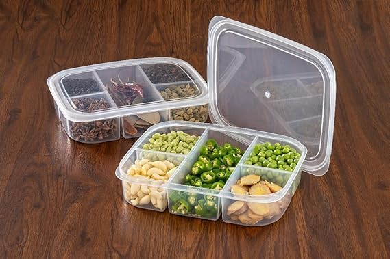 5-Grid Fridge Storage Box – Airtight Multi-Compartment Container for Fresh Produce, Ingredients, and Kitchen Organization Premium Quality Single Deals™