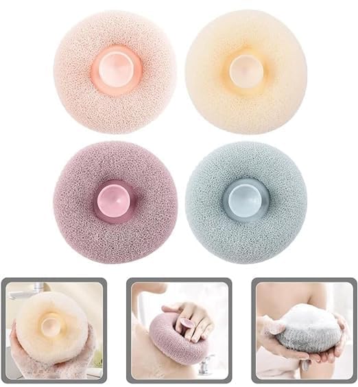 Premium Round Loofah Scrubbing Brush – Ergonomic Exfoliating Sponge for Gentle Body Cleansing