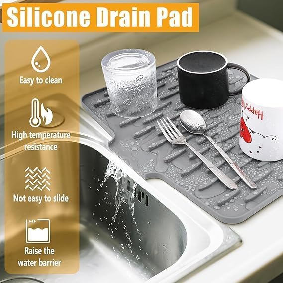 Silicone Dish Drying Mat (32x25cm) – Heat-Resistant, Anti-Slip Countertop Organizer for Efficient Kitchen Cleanup Premium Quality Single Deals™