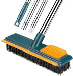 Stainless Steel Floor Cleaner Mop Brush Swiper with Strong Bristle | 2 in 1 Scrape Floor Scrubbing Brush with Long Handle