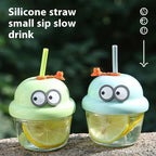 WhimsySip™ 210ml Character Glass Cup with Matched Lid and Straw ( PREMIUM QUALITY )