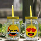 JoySip™ Mason Jar Smiley Emoji Cup – Premium Quality