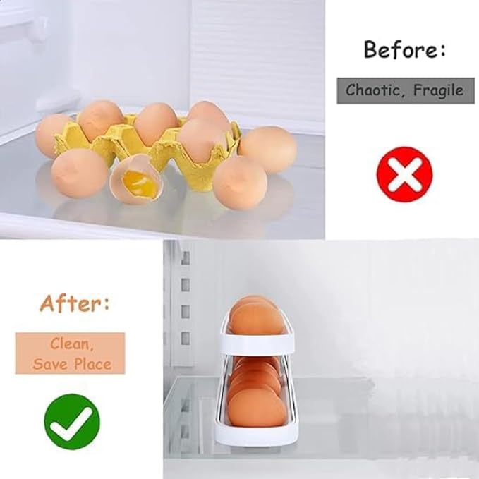 Egg Dispenser Rack – Gravity-Fed Sliding Organizer Holder for Refrigerator Freshness and Kitchen Countertop Storage Premium Quality Single Deals™