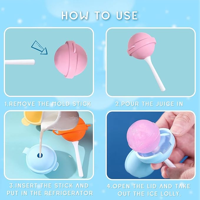 Lolipop ice Cube Tray Ice Ball Mould with Lid | Planet Shape Silicone Ice Cream & Lollipop Shape Mould – Mini DIY Popsicle Maker for Kids & Summer Fun- Reusable Summer Ice Stick Cube Tray.