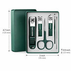 6-Piece Professional Green Manicure Set - Stainless Steel Grooming Kit with Elegant Storage Case for Nail and Cuticle Care Premium Quality Single Deals™
