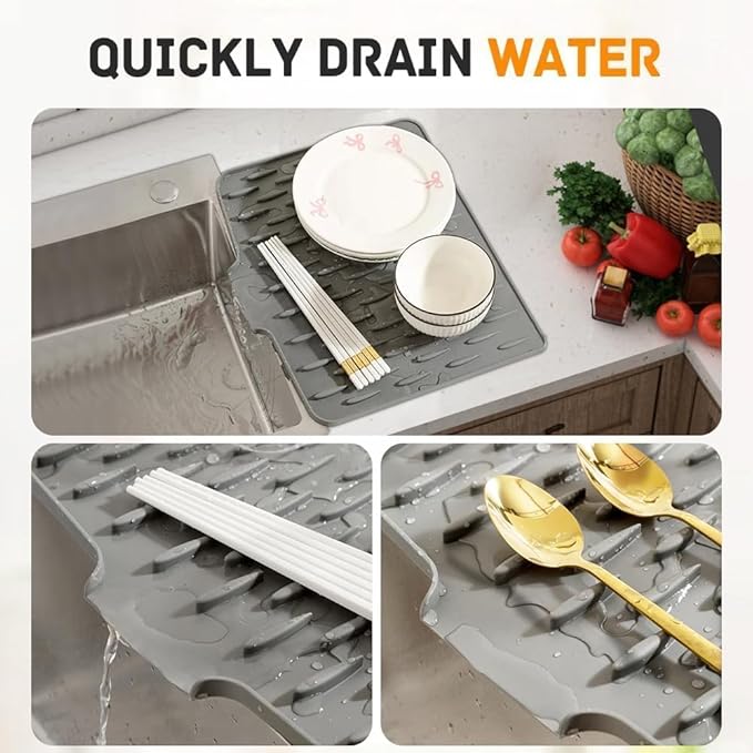 Silicone Dish Drying Mat (32x25cm) – Heat-Resistant, Anti-Slip Countertop Organizer for Efficient Kitchen Cleanup Premium Quality Single Deals™