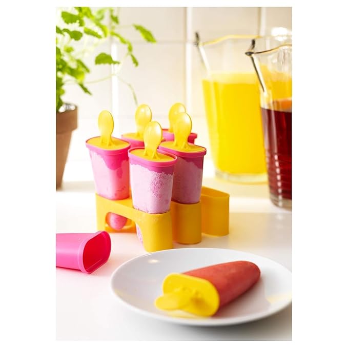6 Grid Kulfi Maker Candy Mold - Premium Quality  Set of 6 Plastic Ice Lolly Moulds | Reusable Homemade Popsicle & Ice Cream Maker Tray | Kulfi Candy Frozen Ice Pop Moulds for Kids & Adults | Multicolor Kitchen Freezer Set