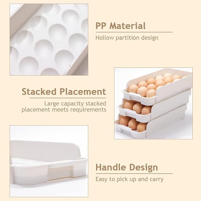 3-Layer Egg Organizer Tray – Stackable Space-Saving Refrigerator Storage Container for Freshness and Kitchen Organization Premium Quality Single Deals™