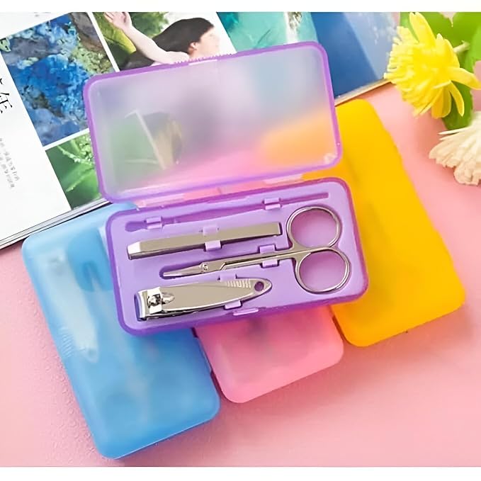 4-Piece Professional Manicure Set - Portable Stainless Steel Grooming Kit with Compact Travel Case for Nail, Cuticle, and Personal Care Premium Quality Single Deals™