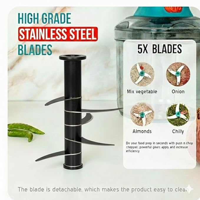 Single Deals™ 1000 ML hand push chopper [Premium Quality]