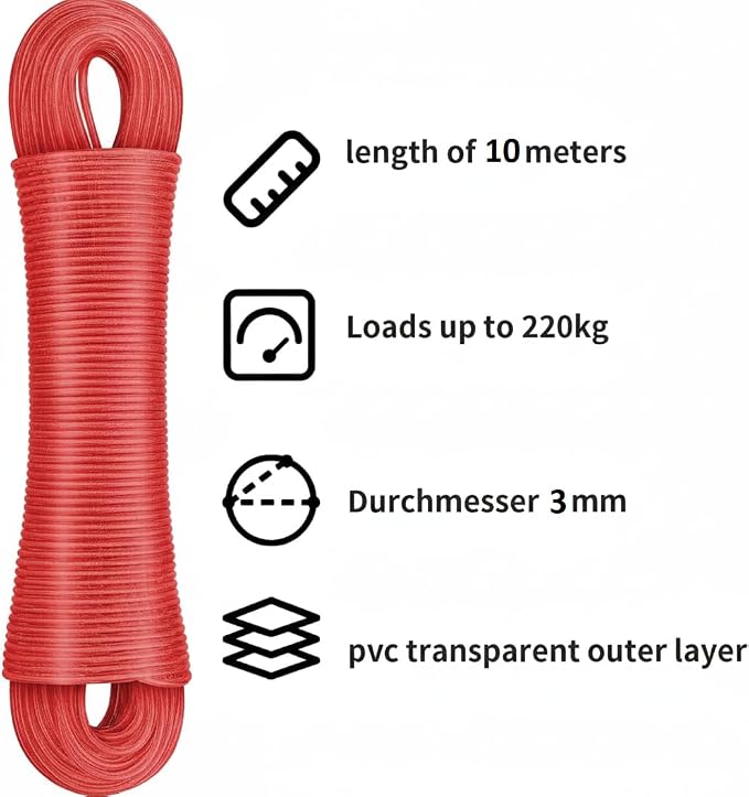 Single Deals™ 10 Meter PVC Cloth Rope With 2 Hooks - Premium Quality