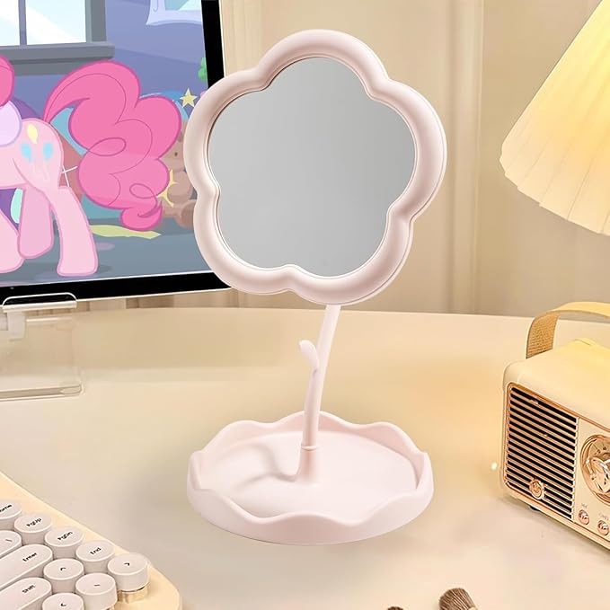 Premium Flower-Shaped Desktop Makeup Mirror – Large-Size Decorative Vanity Accessory for Enhanced Grooming