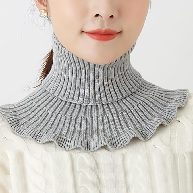 Elegant Ribbed Knitted Mock Neck Fake Collar - Versatile Detachable Layering Piece for Effortless Style and Added Warmth Premium Quality Single Deals™