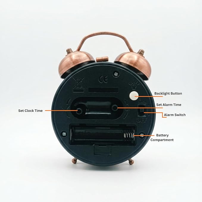 Copper Alarm Clock – Classic Twin-Bell Analog Timepiece for Bedroom, Desk, and Home Decor Premium Quality Single Deals™