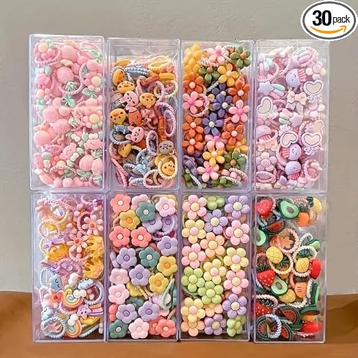 30-Piece Cute Cartoon Hairband Set – Playful & Elastic Accessories