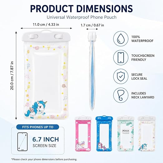 Universal Waterproof Mobile Pouch – Cartoon-Themed Protective Case for Smartphones, Ideal for Water Activities and Travel Premium Quality Single Deals™