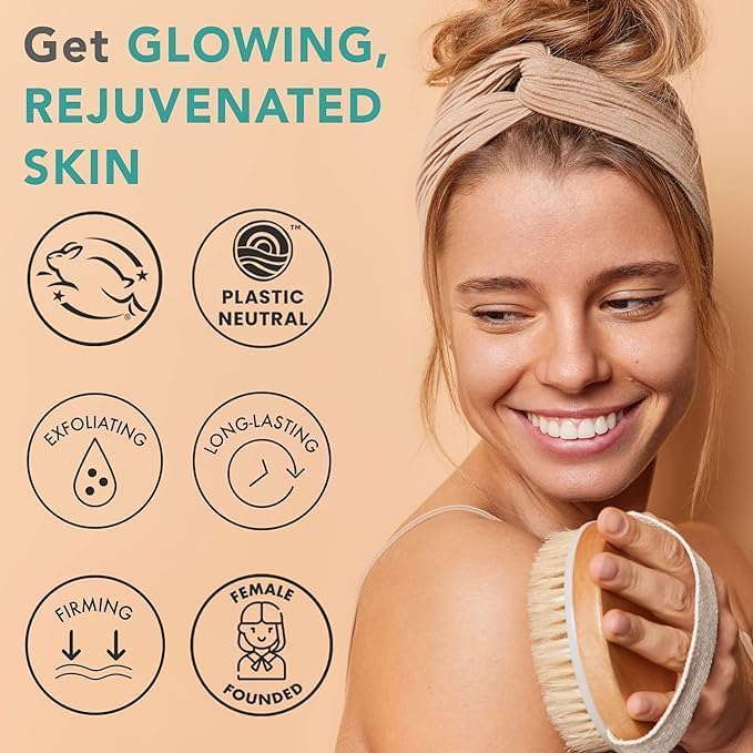 Premium Wooden Round Bath Brush – Ergonomic Natural Bristle Scrubber for Exfoliation and Body Care