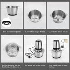 Single Deals™ 2L Food Blender  [Premium Quality] Electric Stainless Steel Food Processor & Meat Mincer | 2L High-Speed Chopper for Vegetables, Fruits, and Meat | Kitchen Multi-Tasking Machine Silver ( PACK OF 1 )