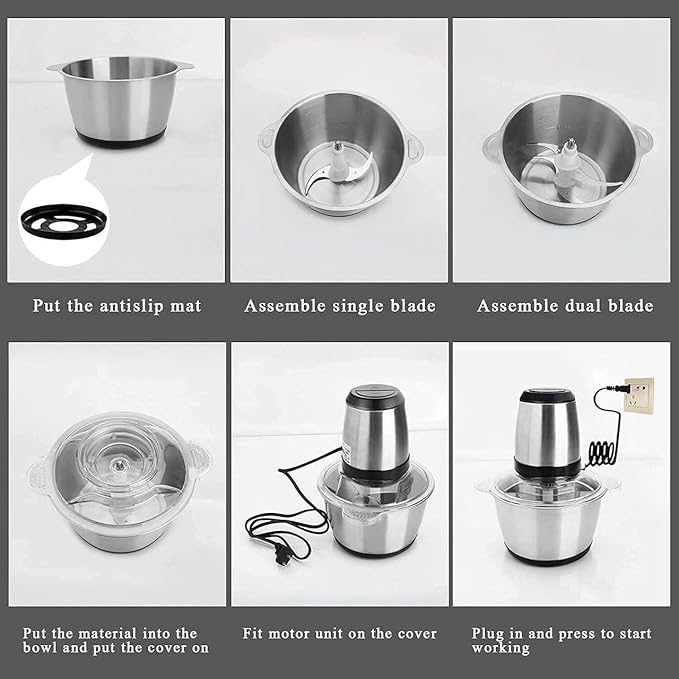 Single Deals™ 2L Food Blender  [Premium Quality] Electric Stainless Steel Food Processor & Meat Mincer | 2L High-Speed Chopper for Vegetables, Fruits, and Meat | Kitchen Multi-Tasking Machine Silver ( PACK OF 1 )
