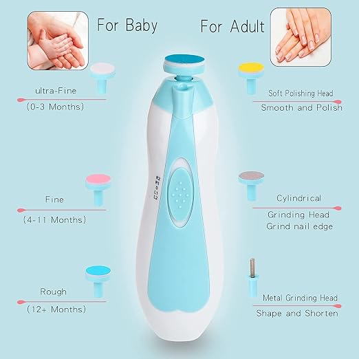 Electric Baby Nail Trimmer Kit - Safe & Gentle Infant Nail File Set with Multiple Grinding Heads for Newborns and Toddlers Premium Quality Single Deals™