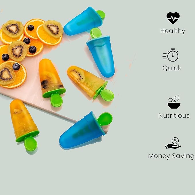 6 Grid Kulfi Maker Candy Mold - Premium Quality  Set of 6 Plastic Ice Lolly Moulds | Reusable Homemade Popsicle & Ice Cream Maker Tray | Kulfi Candy Frozen Ice Pop Moulds for Kids & Adults | Multicolor Kitchen Freezer Set