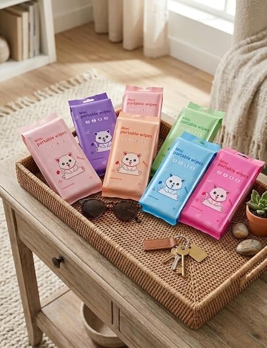 Mini Portable Wipes – 64-Piece Compact Cleansing Set for On-the-Go Hygiene