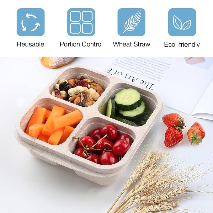 4-Compartment Snack Box (Pack of 4) – Portable Airtight Food Containers for Meal Prep, Snacks, and Kitchen Organization Premium Quality Single Deals™