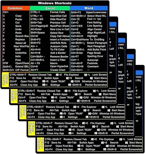 Essential Windows Shortcut Key Reference Sticker – Productivity-Boosting Guide for Excel, Word, and Common Commands Premium Quality Single Deals™