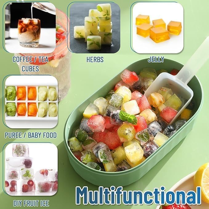 36-Cavity Ice Cube Tray with Storage Bin and Scoop – High-Capacity Kitchen Freezer Organizer Set Premium Quality Single Deals™