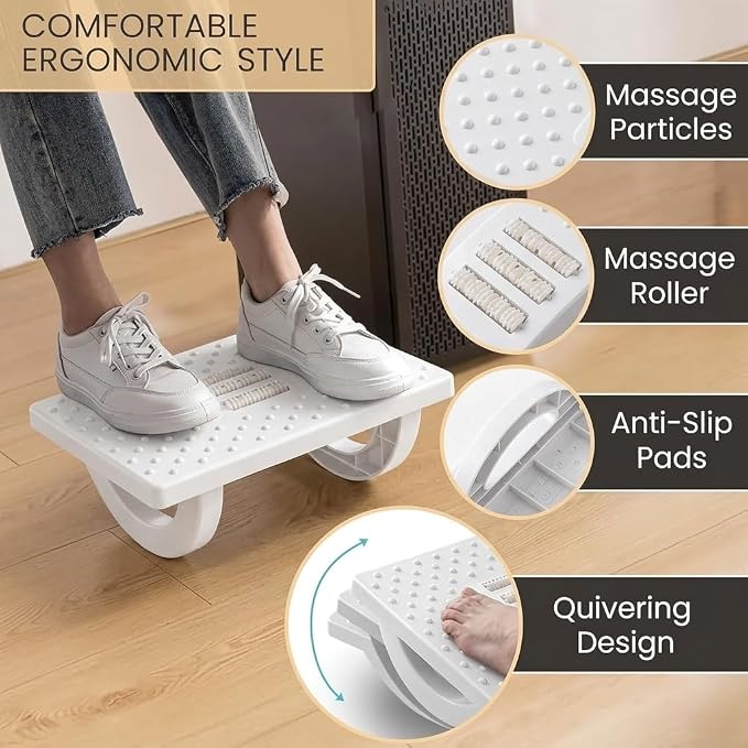 Ergonomic Adjustable Footrest Cum Massager  – Premium Desktop Support for Enhanced Posture and Comfort
