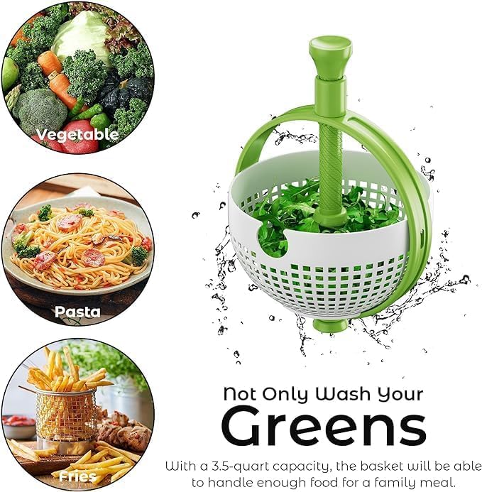 Vegetable Drain Basket – Innovative Press-Action Manual Salad Spinner and Produce Strainer for Efficient Kitchen Prep Premium Quality Single Deals™