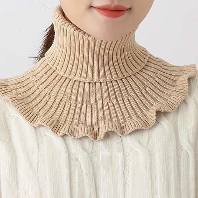 Elegant Ribbed Knitted Mock Neck Fake Collar - Versatile Detachable Layering Piece for Effortless Style and Added Warmth Premium Quality Single Deals™