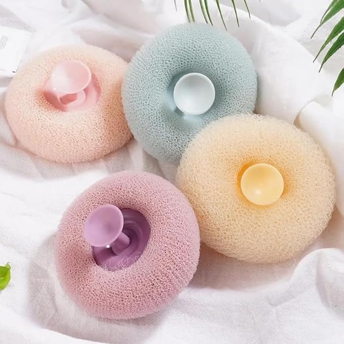 Premium Round Loofah Scrubbing Brush – Ergonomic Exfoliating Sponge for Gentle Body Cleansing