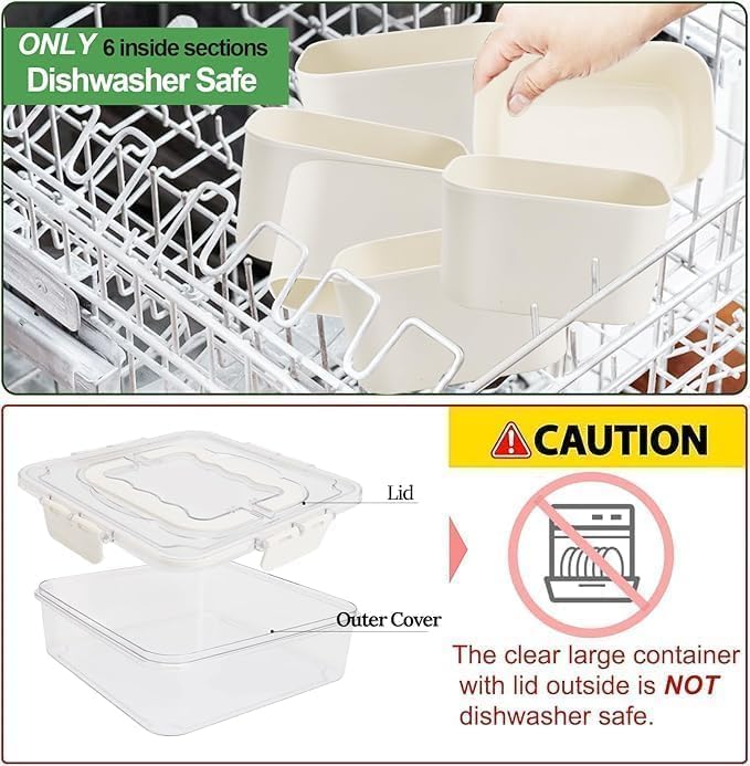 6-Compartment Food Organizer Tray – Airtight Multi-Grid Storage Container for Snacks, Ingredients, and Kitchen Organization Premium Quality Single Deals™